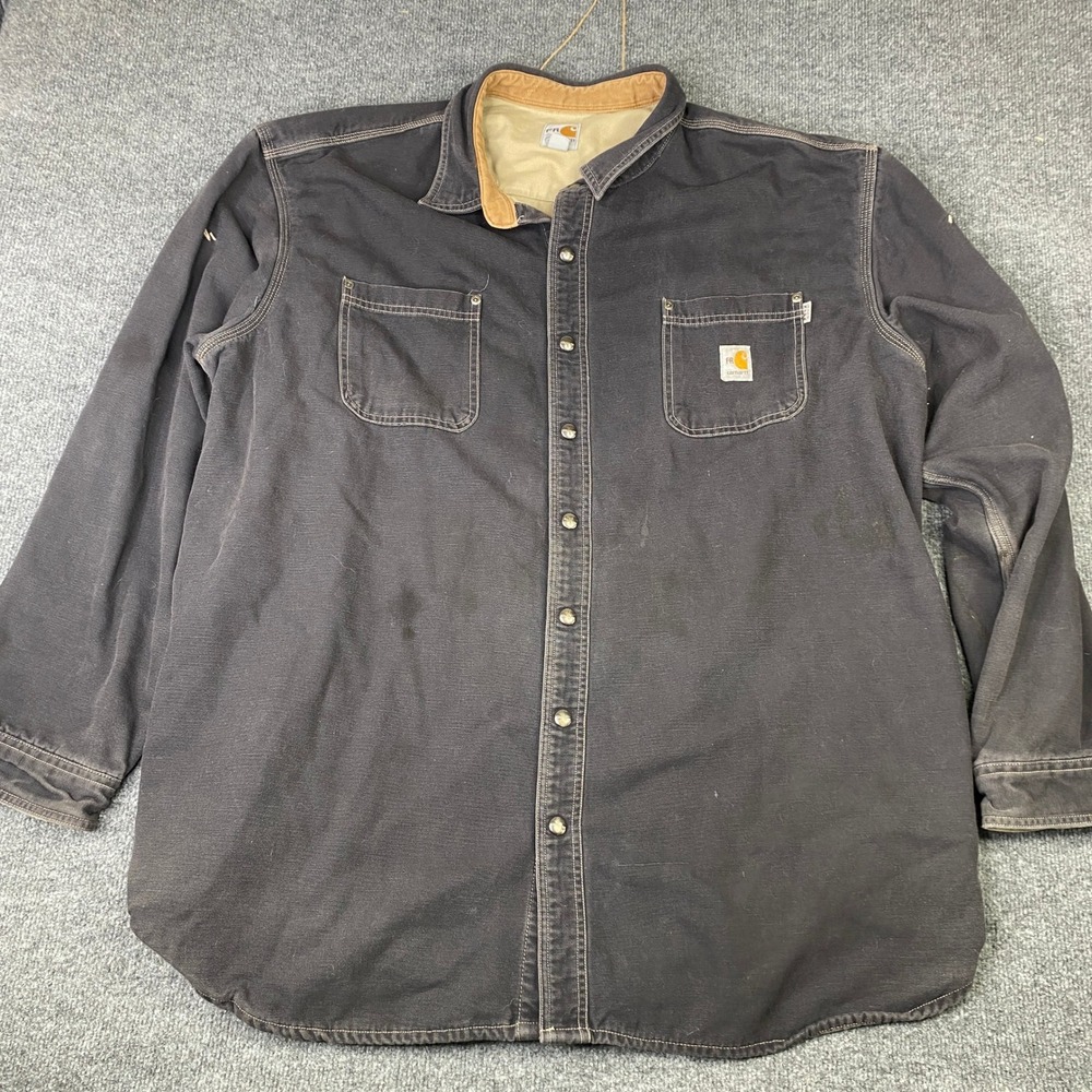 Carhartt FR Flame Resistant Shirt Jac Mens 4XL Tall Black Canvas 100432 HRC3